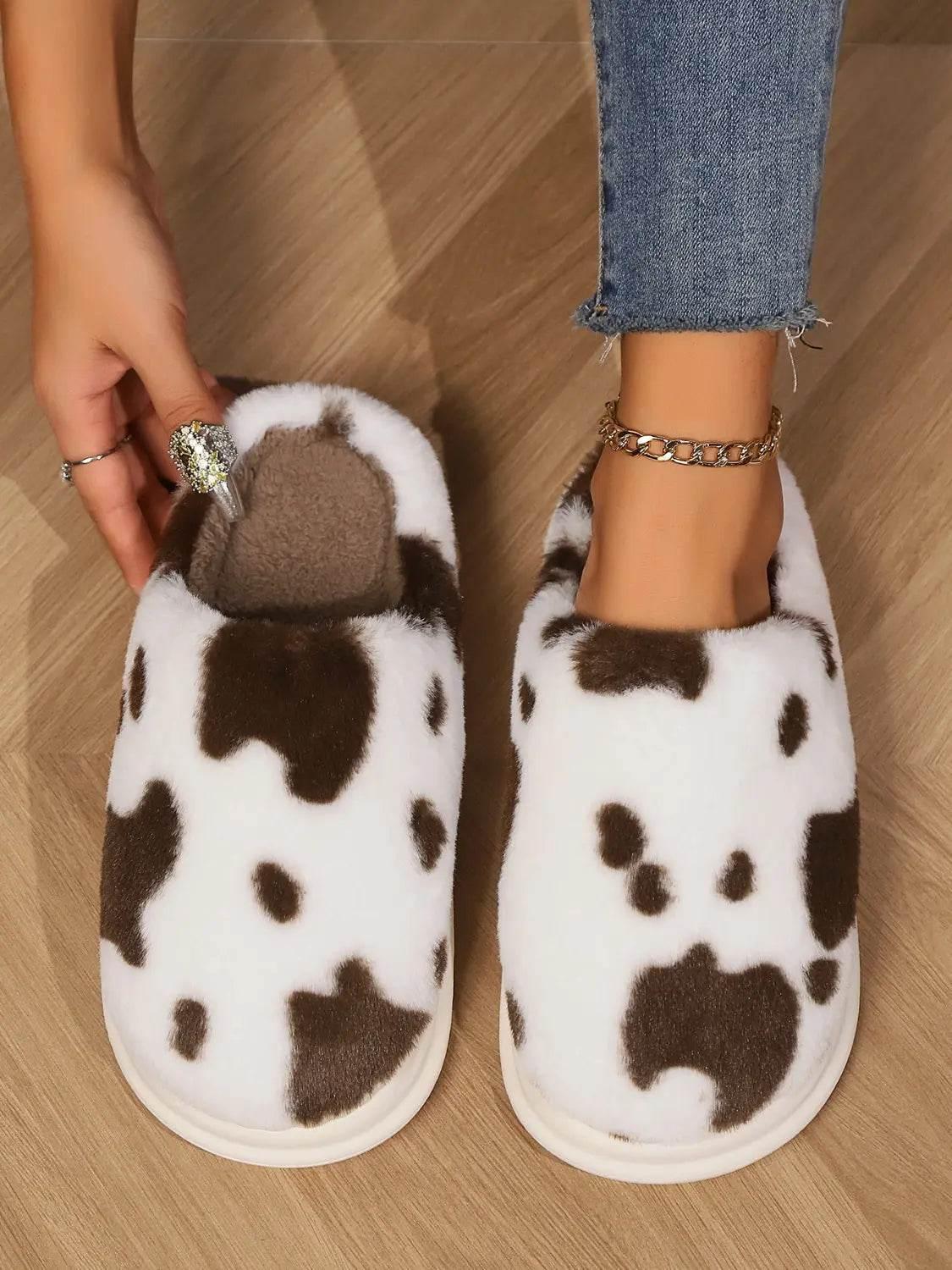 Animal Print Faux Fur Slippers - Velveta Studio