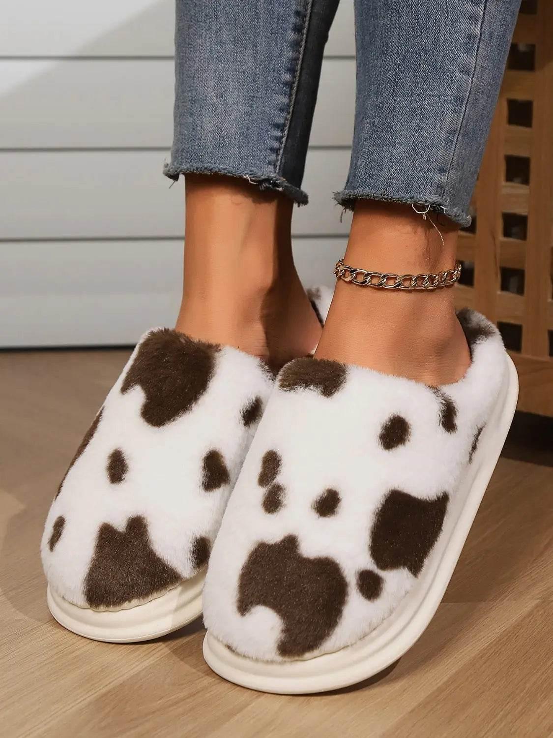 Animal Print Faux Fur Slippers - Velveta Studio