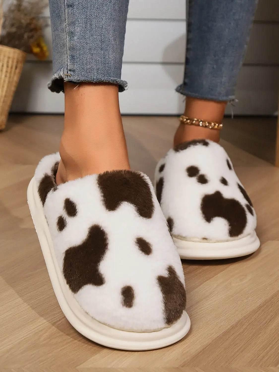Animal Print Faux Fur Slippers - Velveta Studio