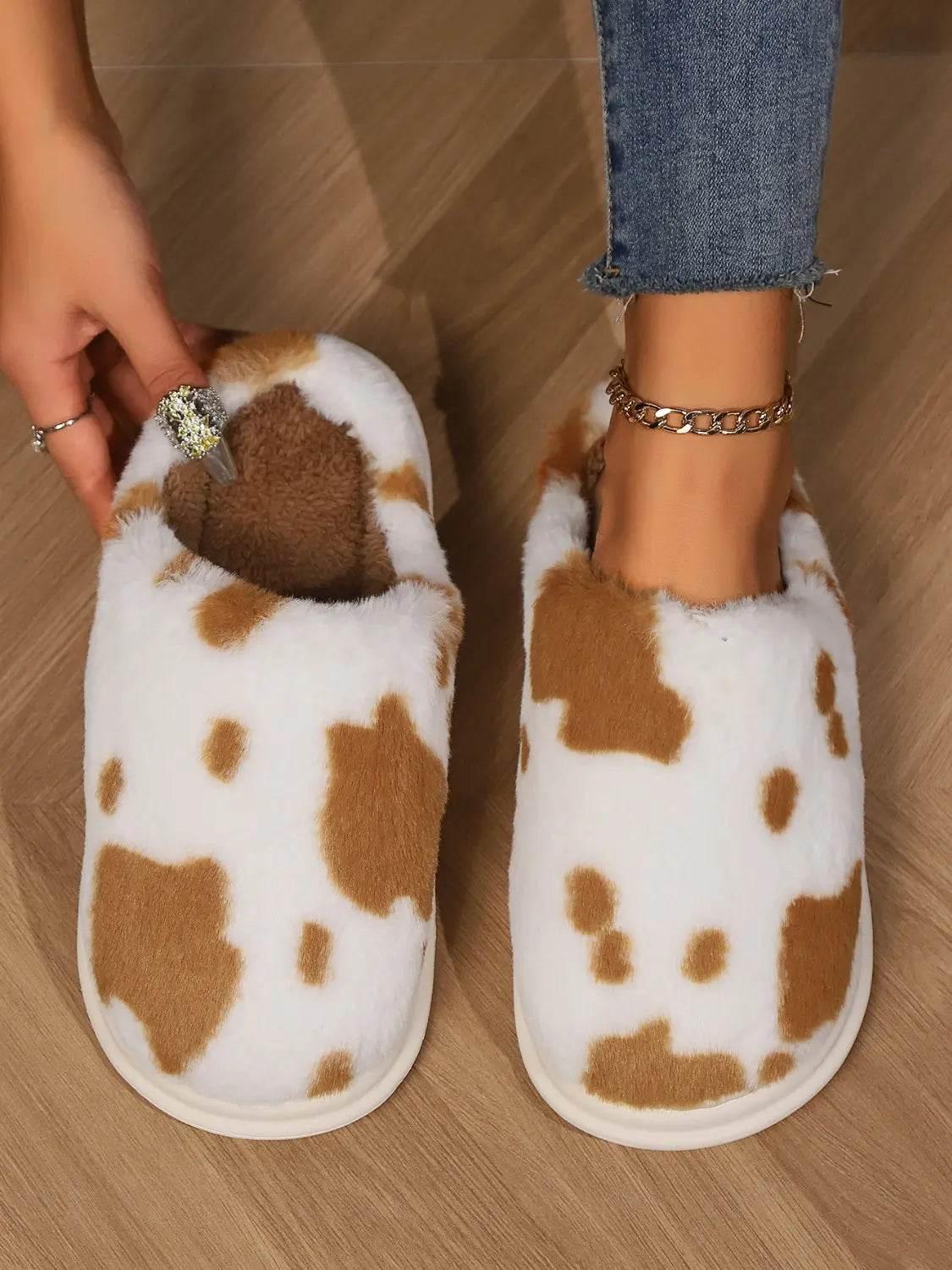 Animal Print Faux Fur Slippers - Velveta Studio