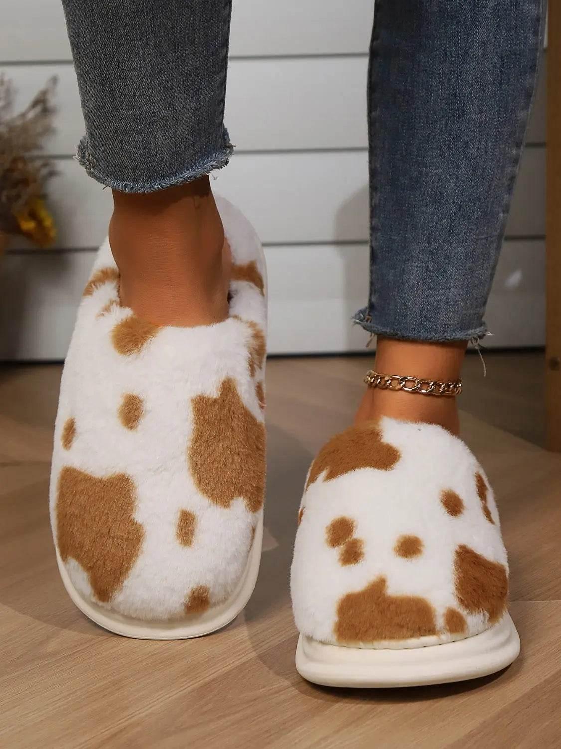 Animal Print Faux Fur Slippers - Velveta Studio