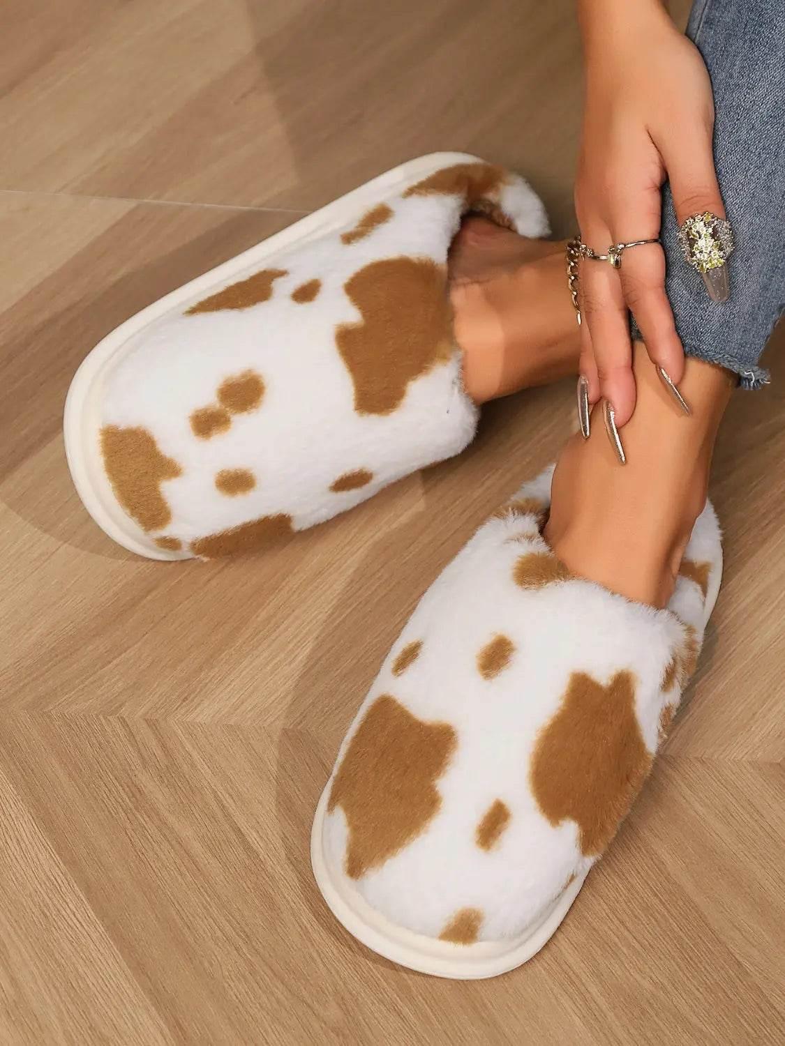 Animal Print Faux Fur Slippers - Velveta Studio