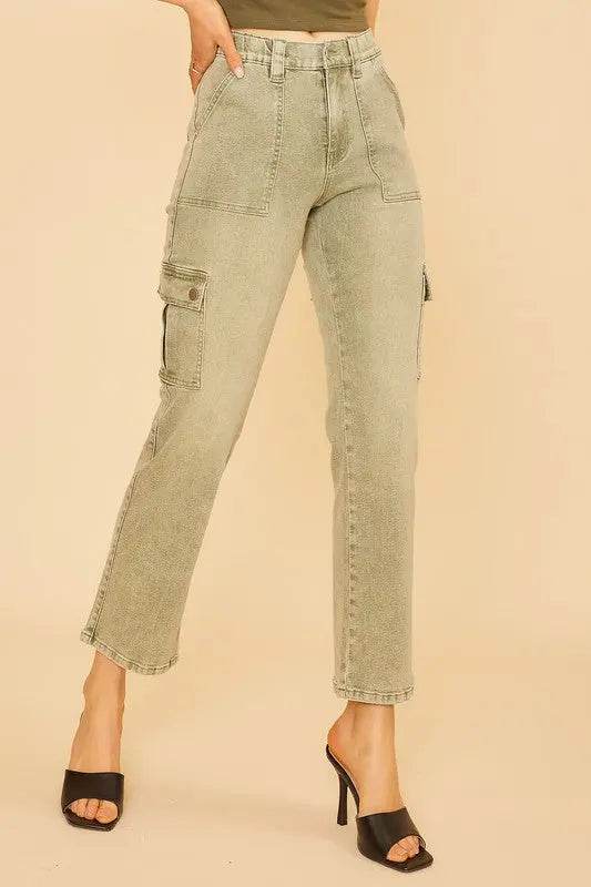 Annie Wear Straight Leg Jeans with Cargo Pockets - Velveta Studio