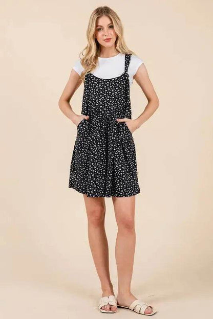 BOMBOM Floral Print Overalls with Pockets - Velveta Studio