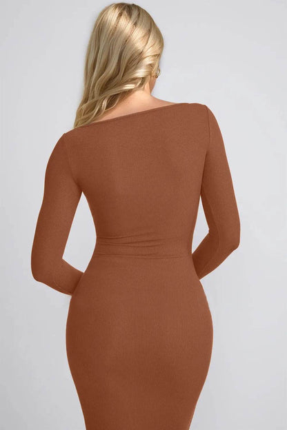Basic Bae Built-In Shapewear Square Neck Long Sleeve Maxi Dress - Velveta Studio