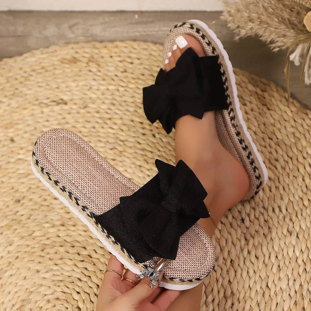Bow Open Toe Platform Sandals - Velveta Studio