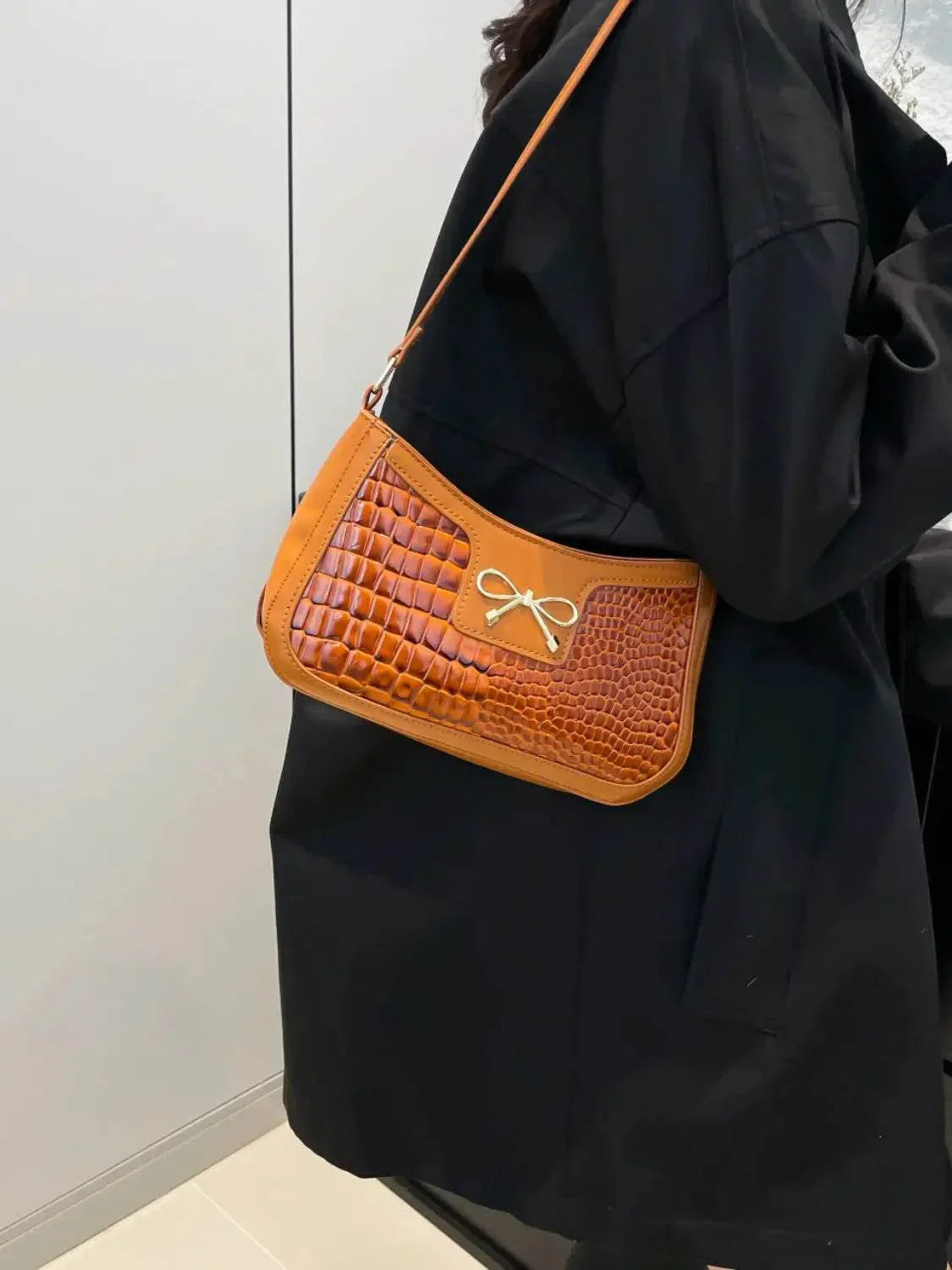 Bow PU Leather Shoulder Bag - Velveta Studio