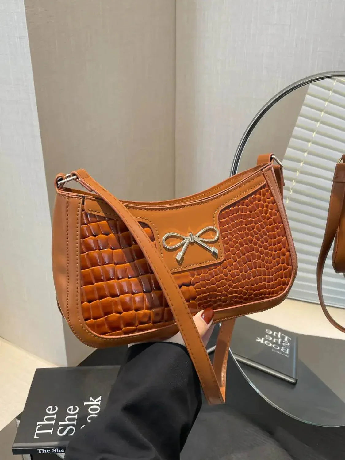 Bow PU Leather Shoulder Bag - Velveta Studio