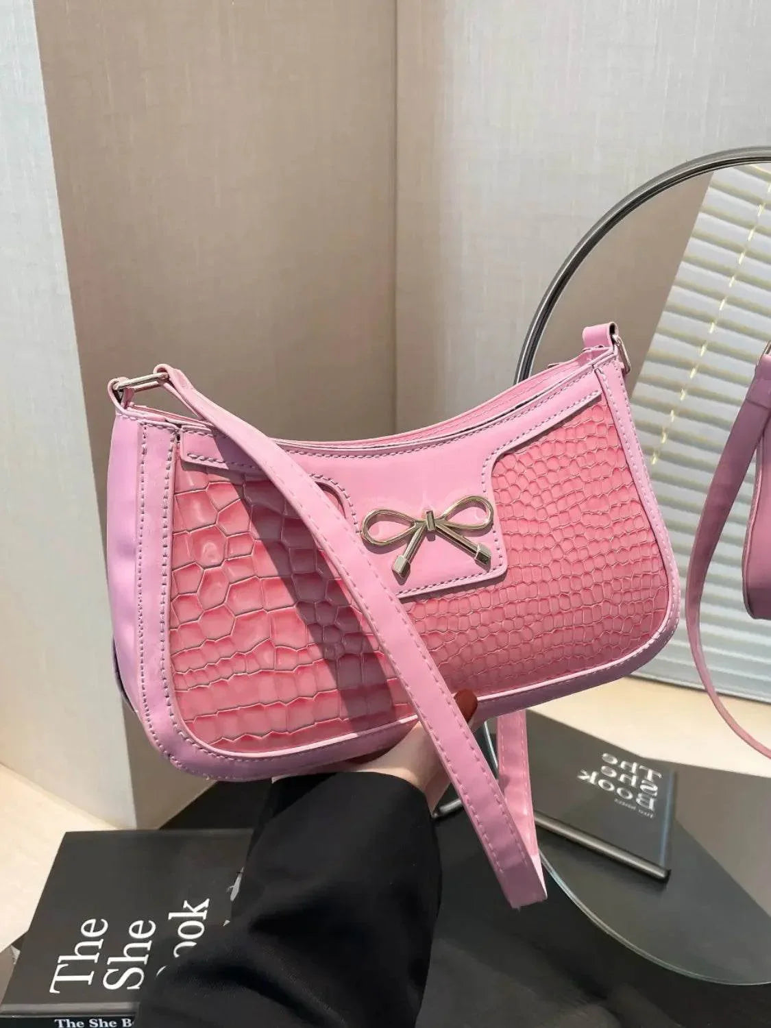 Bow PU Leather Shoulder Bag - Velveta Studio