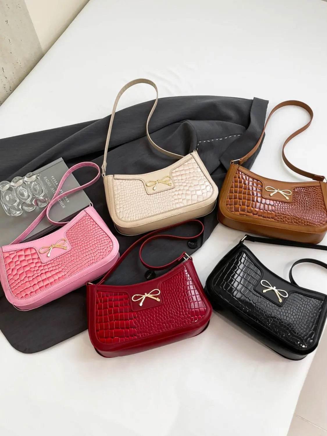 Bow PU Leather Shoulder Bag - Velveta Studio