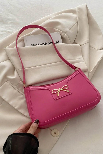 Bow Trim PU Leather Shoulder Bag - Velveta Studio