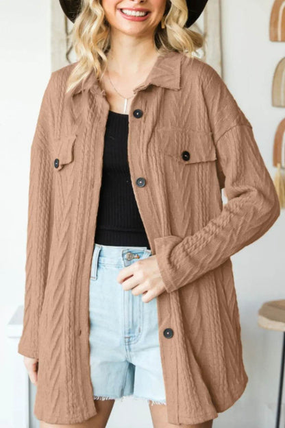 Button Up Drop Shoulder Jacket - Velveta Studio