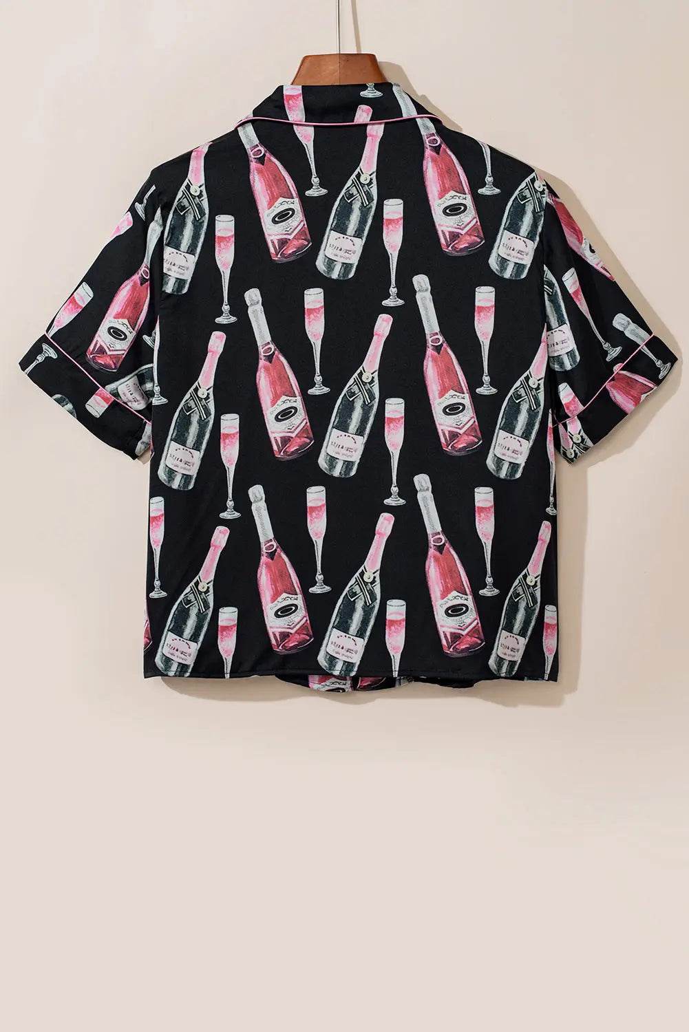 Champagne Print Short Sleeve Top and Shorts Set - Velveta Studio