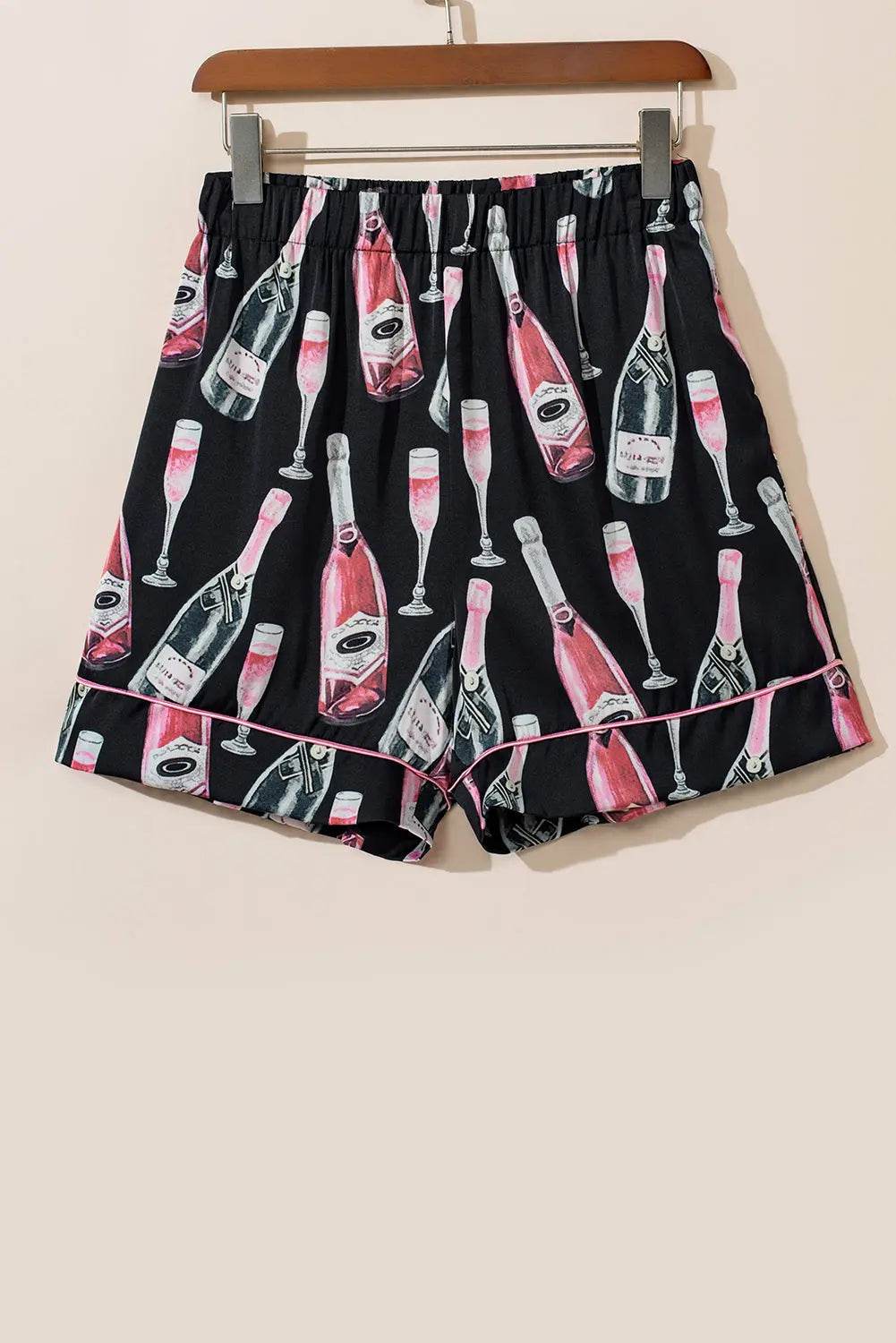 Champagne Print Short Sleeve Top and Shorts Set - Velveta Studio