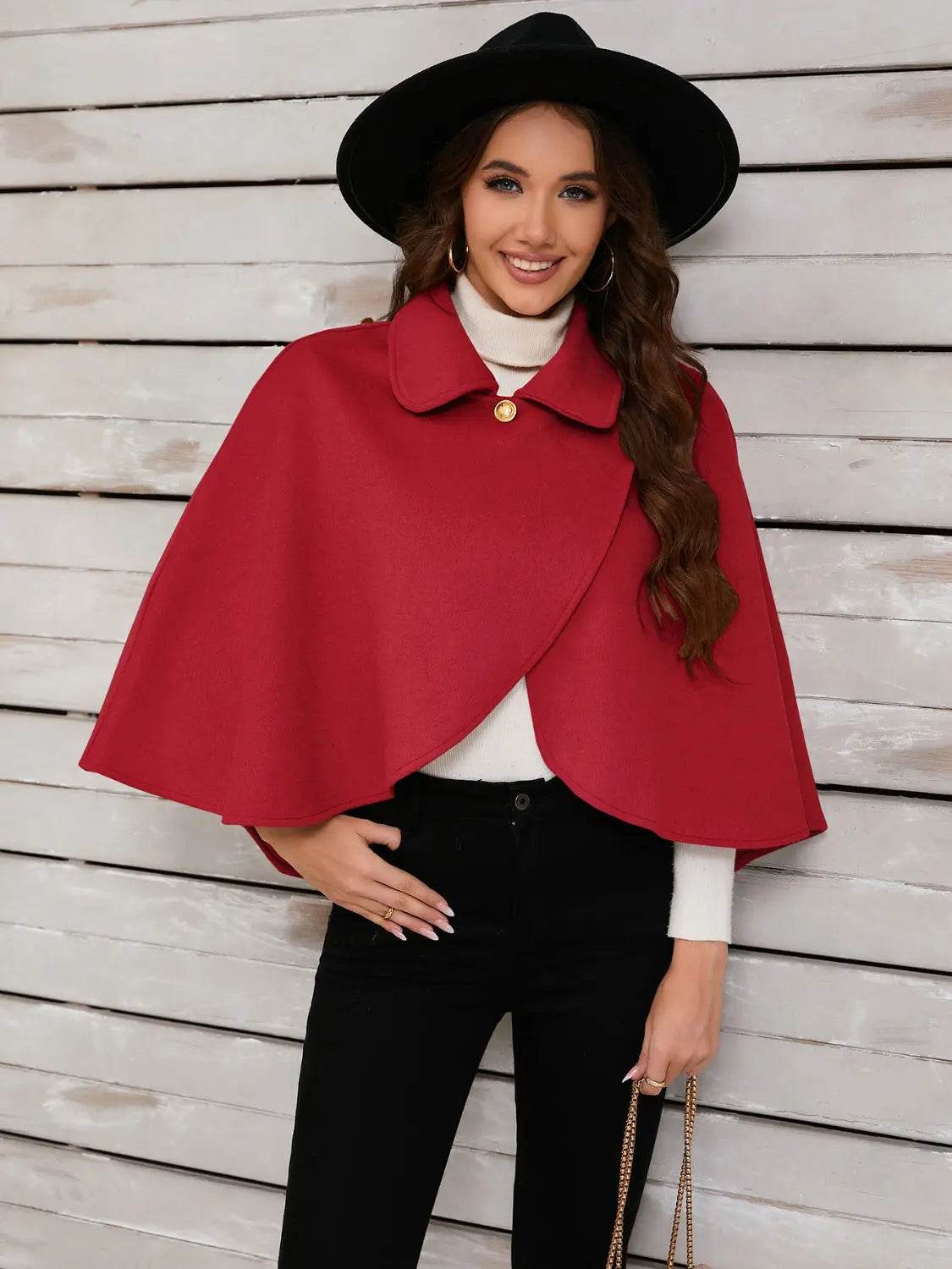Collared Neck Cropped Cape - Velveta Studio