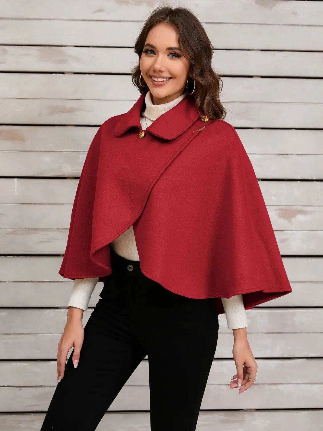 Collared Neck Cropped Cape - Velveta Studio