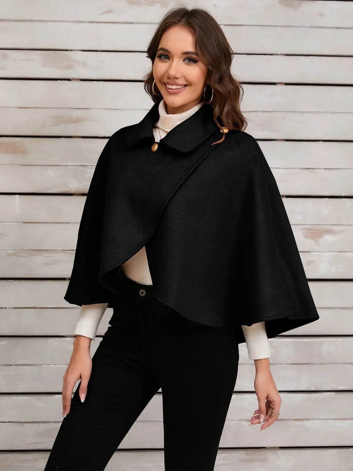 Collared Neck Cropped Cape - Velveta Studio