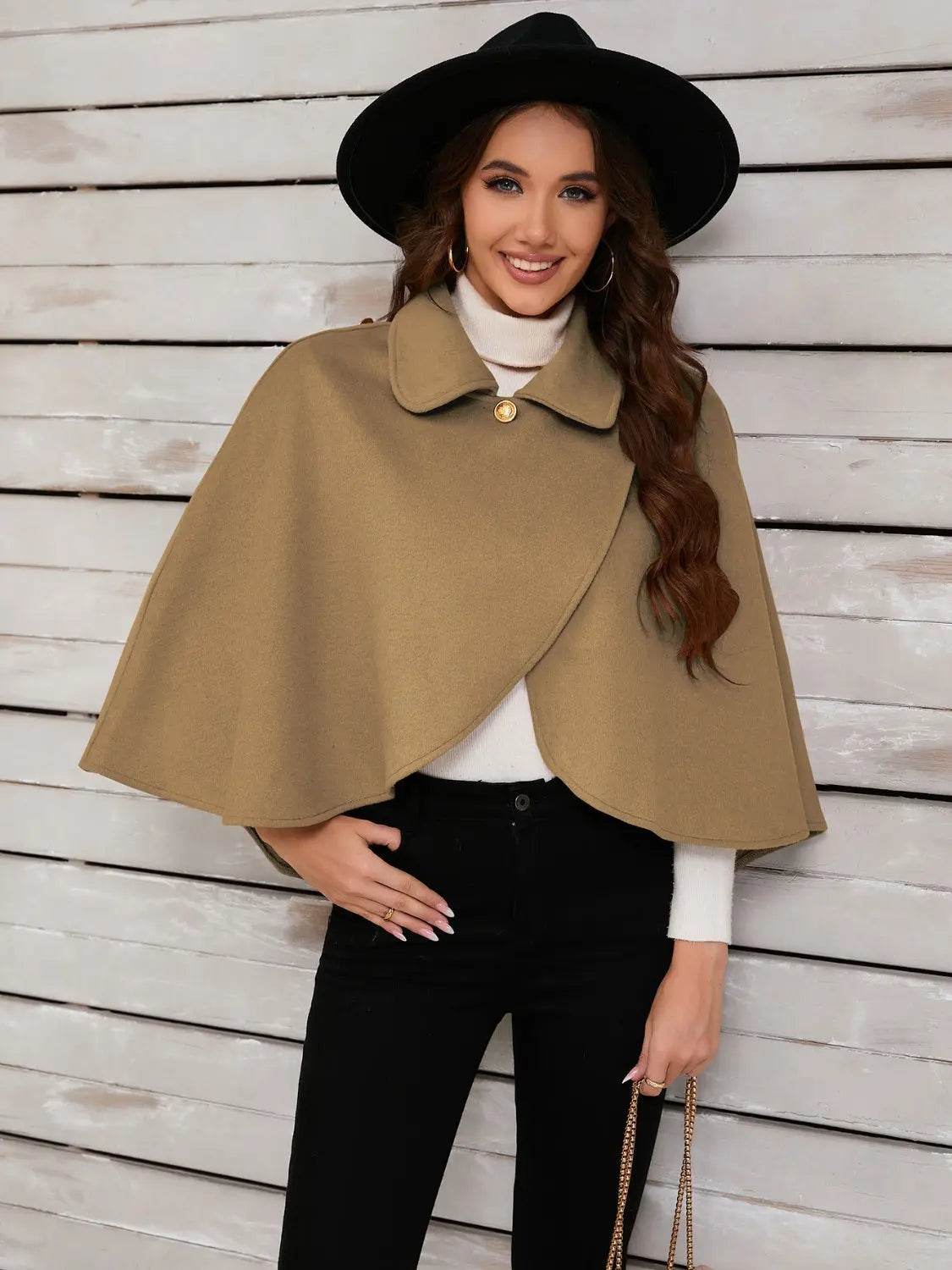 Collared Neck Cropped Cape - Velveta Studio