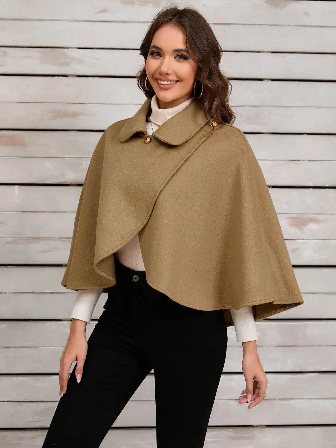 Collared Neck Cropped Cape - Velveta Studio