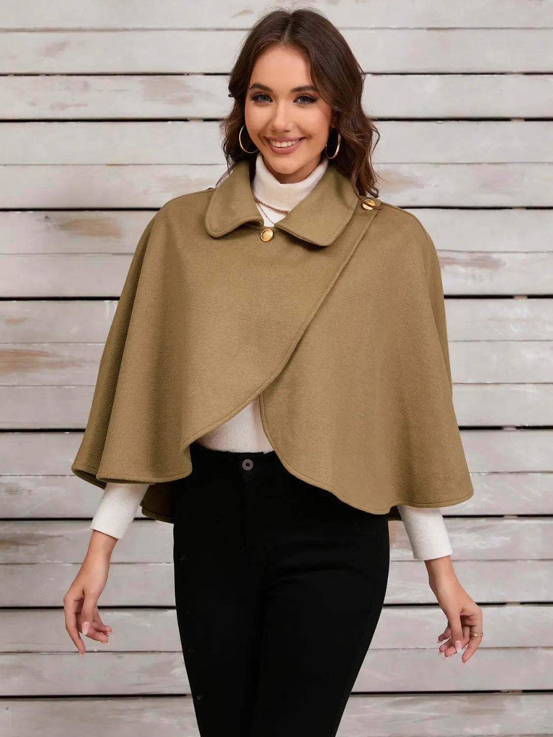 Collared Neck Cropped Cape - Velveta Studio