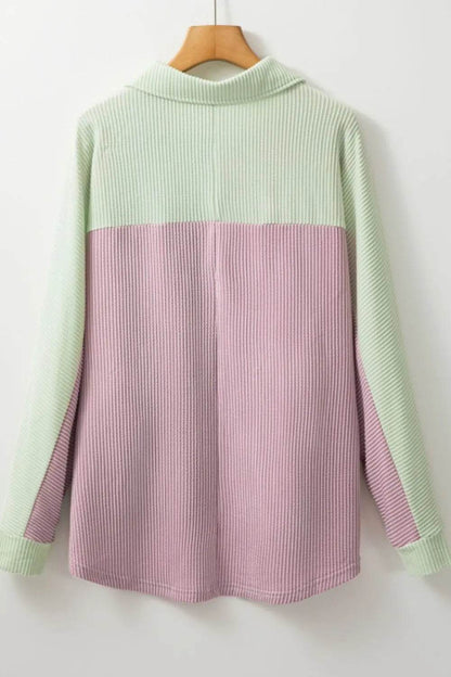 Color Block Corded Button Up Shacket - Velveta Studio