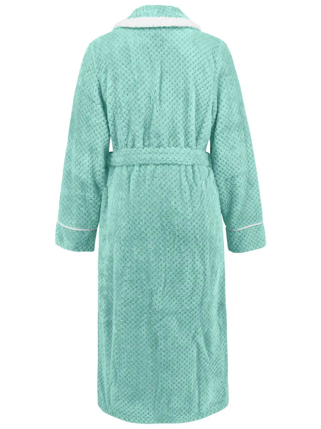 Contrast Trim Tie Waist Lounge Nightgown with Pockets - Velveta Studio