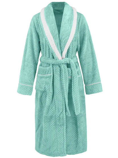 Contrast Trim Tie Waist Lounge Nightgown with Pockets - Velveta Studio