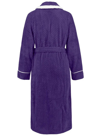 Contrast Trim Tie Waist Lounge Nightgown with Pockets - Velveta Studio