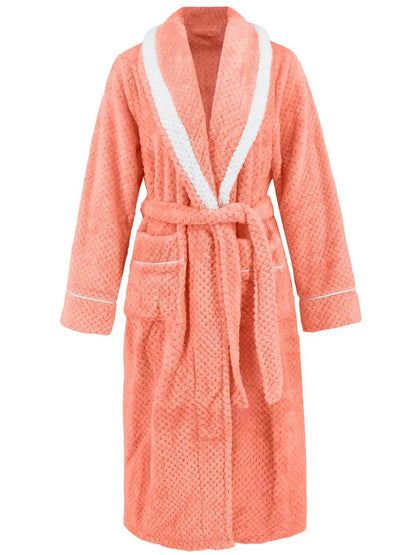 Contrast Trim Tie Waist Lounge Nightgown with Pockets - Velveta Studio