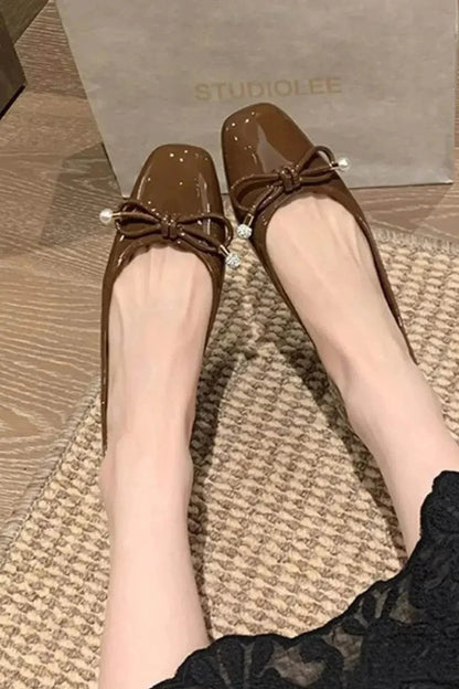 Cowhide Leather Low Heel Shoes - Velveta Studio