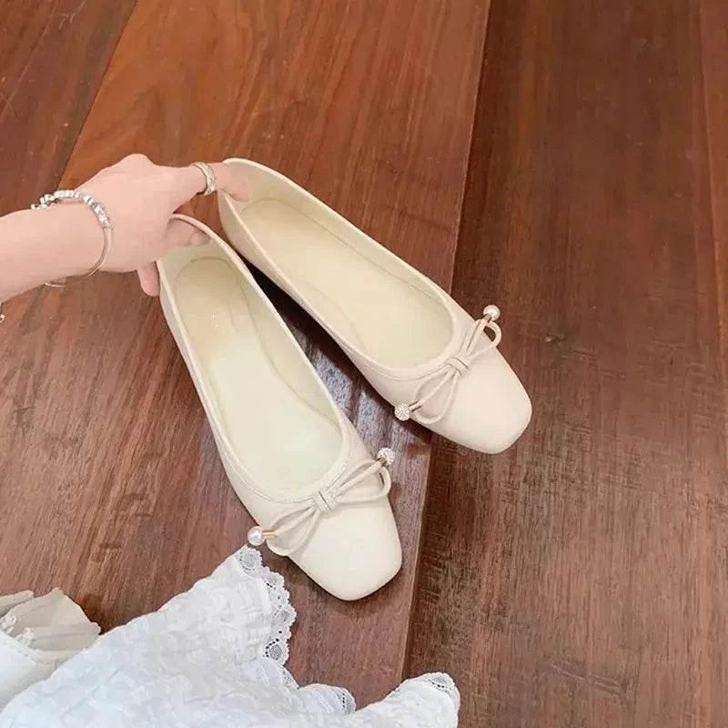 Cowhide Leather Low Heel Shoes - Velveta Studio