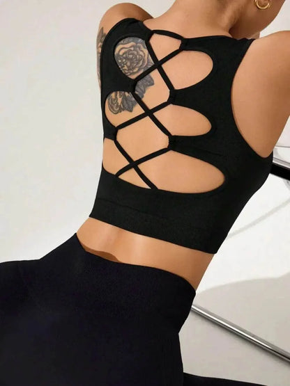 Crisscross Active Cropped Tank Top - Velveta Studio