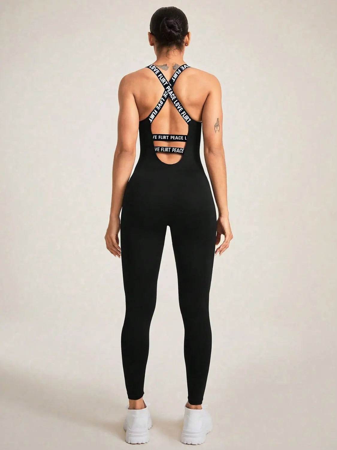 Crisscross Back Sleeveless Active Jumpsuit - Velveta Studio
