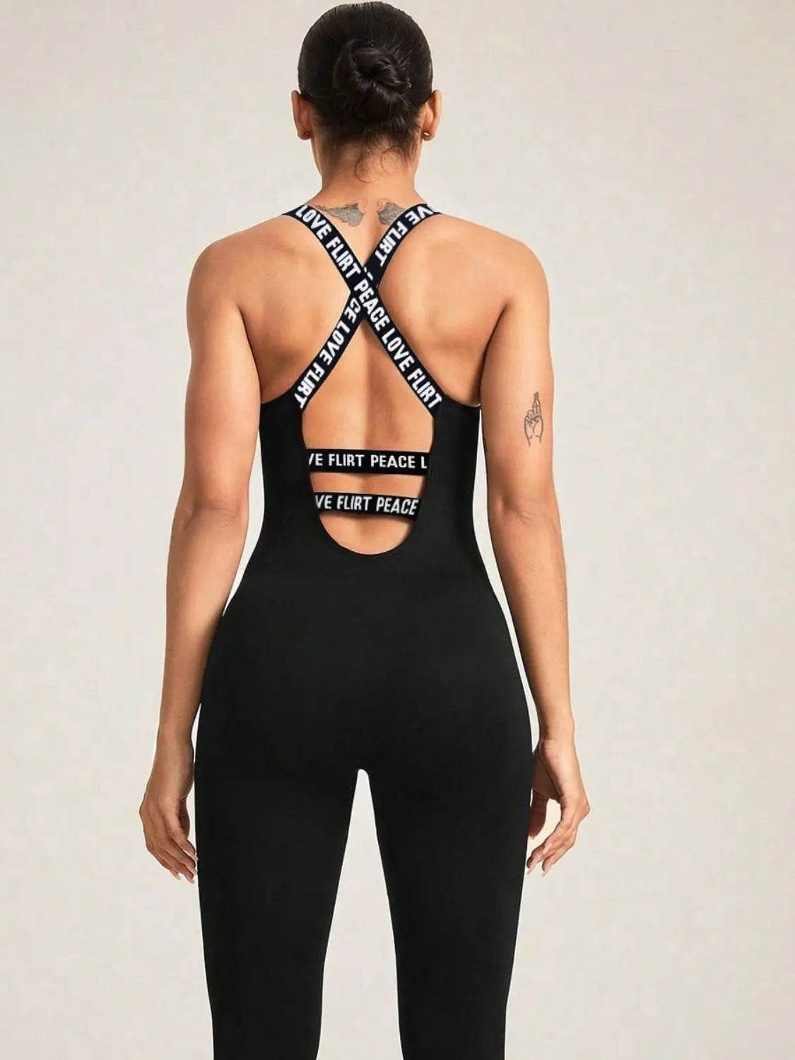 Crisscross Back Sleeveless Active Jumpsuit - Velveta Studio