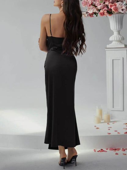Devine Slit Ruched Maxi Cami Dress - Velveta Studio