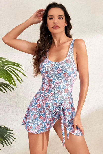 Drawstring Scoop Neck Wide Strap One-Piece Swimwear - Velveta Studio