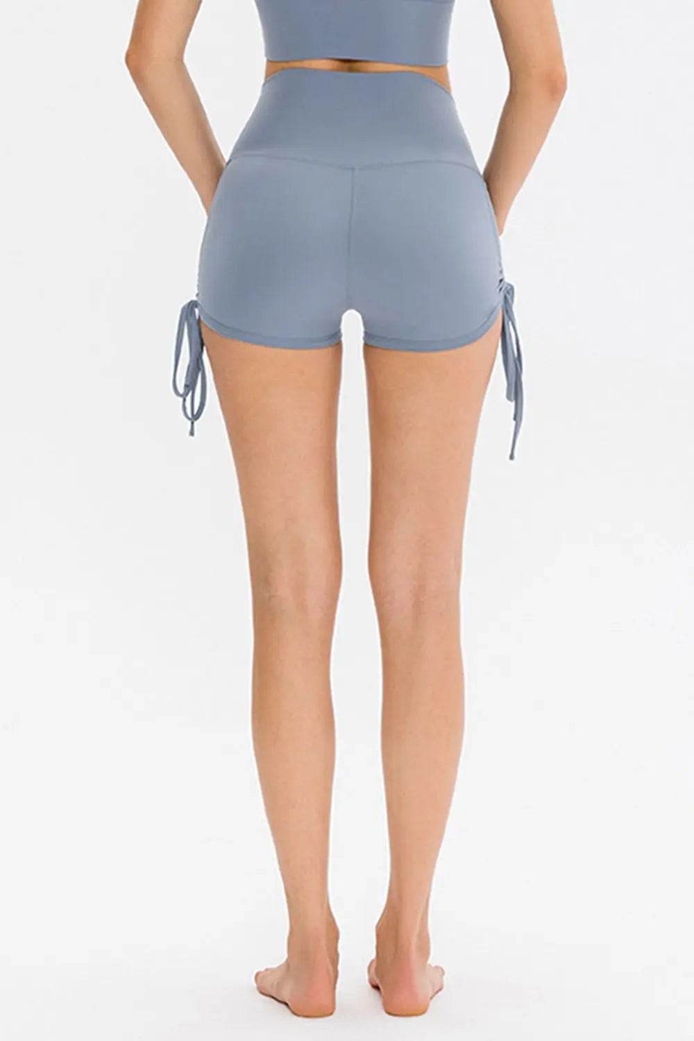 Drawstring Wide Waistband Side Tie Sports Shorts - Velveta Studio