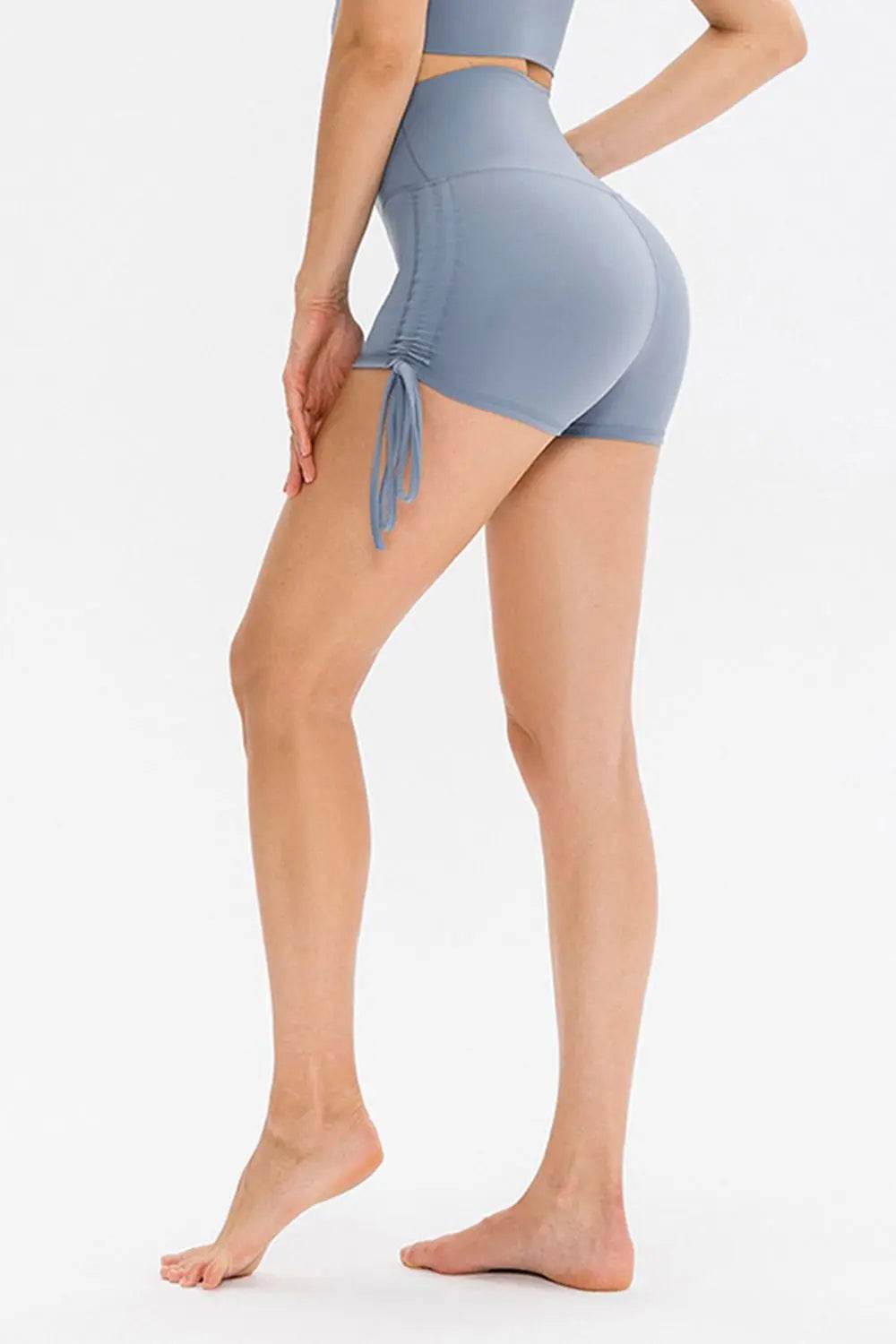 Drawstring Wide Waistband Side Tie Sports Shorts - Velveta Studio