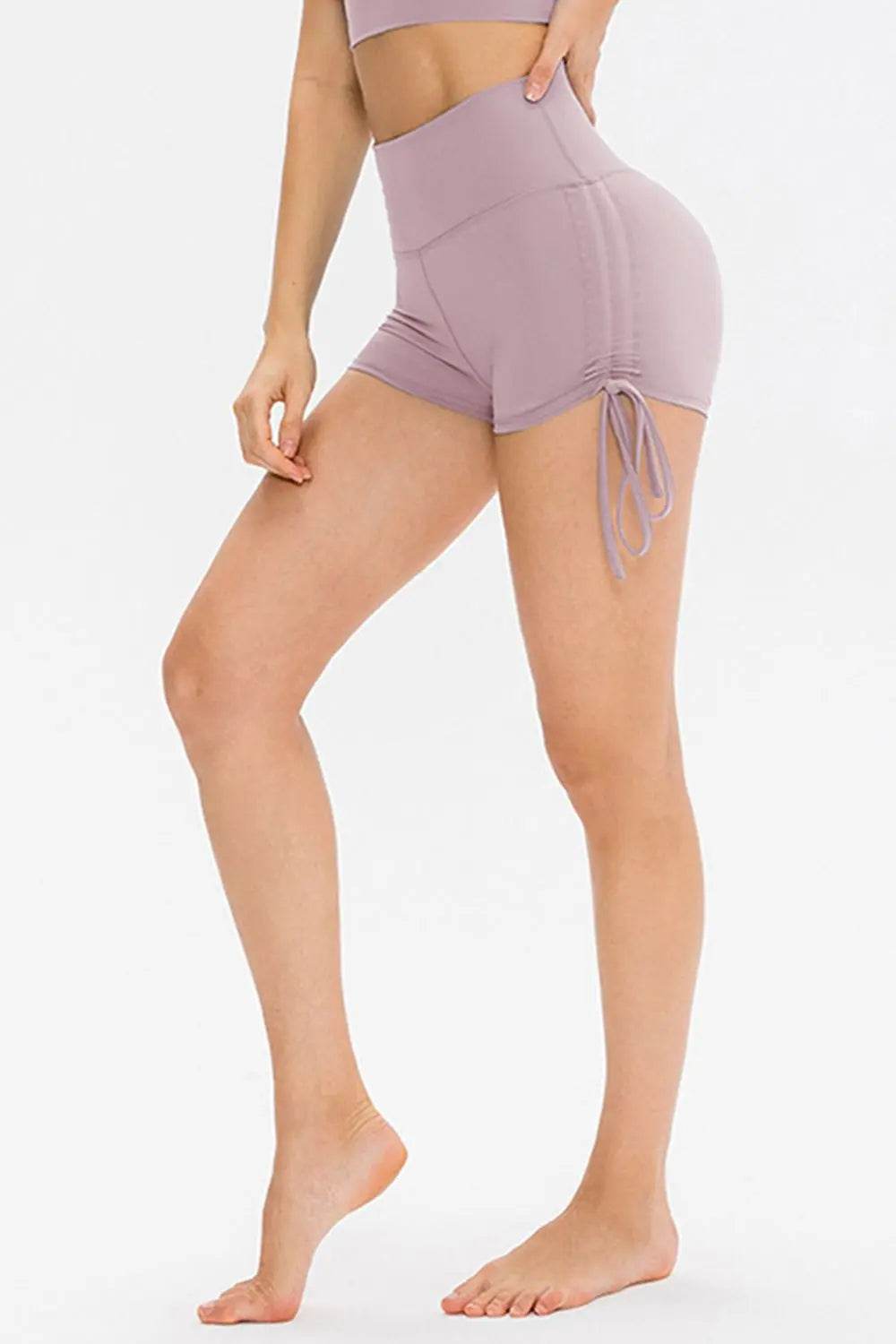 Drawstring Wide Waistband Side Tie Sports Shorts - Velveta Studio