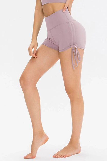 Drawstring Wide Waistband Side Tie Sports Shorts - Velveta Studio