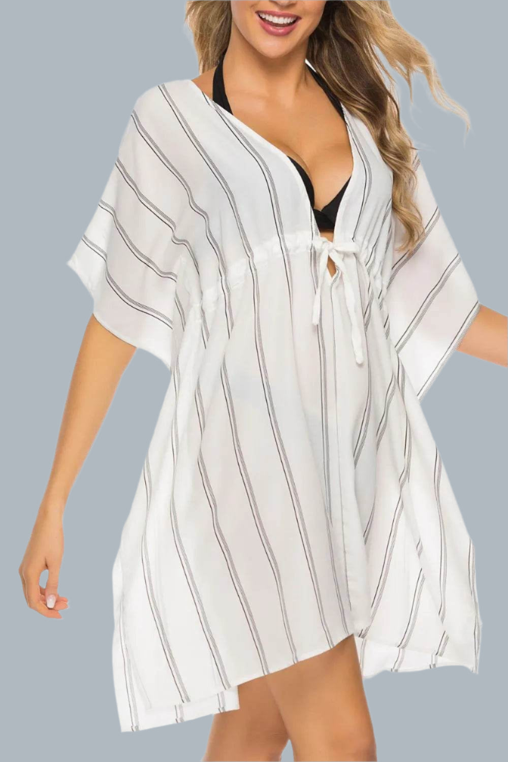 Drawstring waist striped summer dress - Velveta Studio