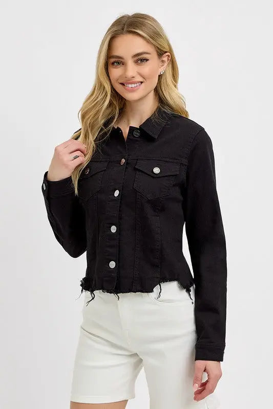 Fray Hem Denim Jacket