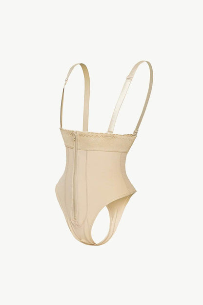 Full Size Adjustable Strap Zip-Up Shaping Bodysuit - Velveta Studio
