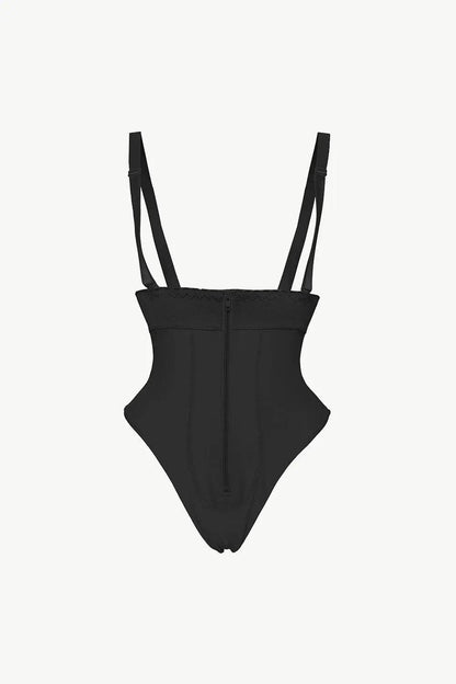 Full Size Adjustable Strap Zip-Up Shaping Bodysuit - Velveta Studio