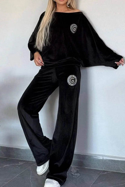Full Size Boat Neck Long Sleeve Top and Pants Set - Velveta Studio
