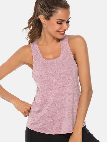 Full Size Scoop Neck Wide Strap Active Tank - Velveta Studio
