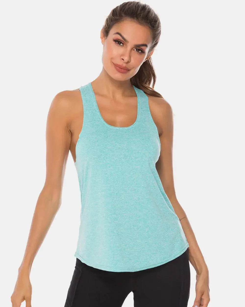 Full Size Scoop Neck Wide Strap Active Tank - Velveta Studio