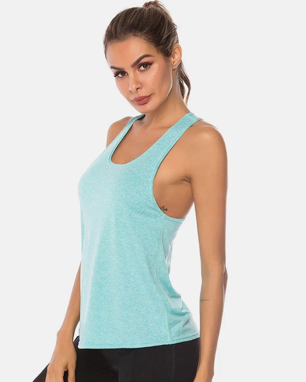 Full Size Scoop Neck Wide Strap Active Tank - Velveta Studio