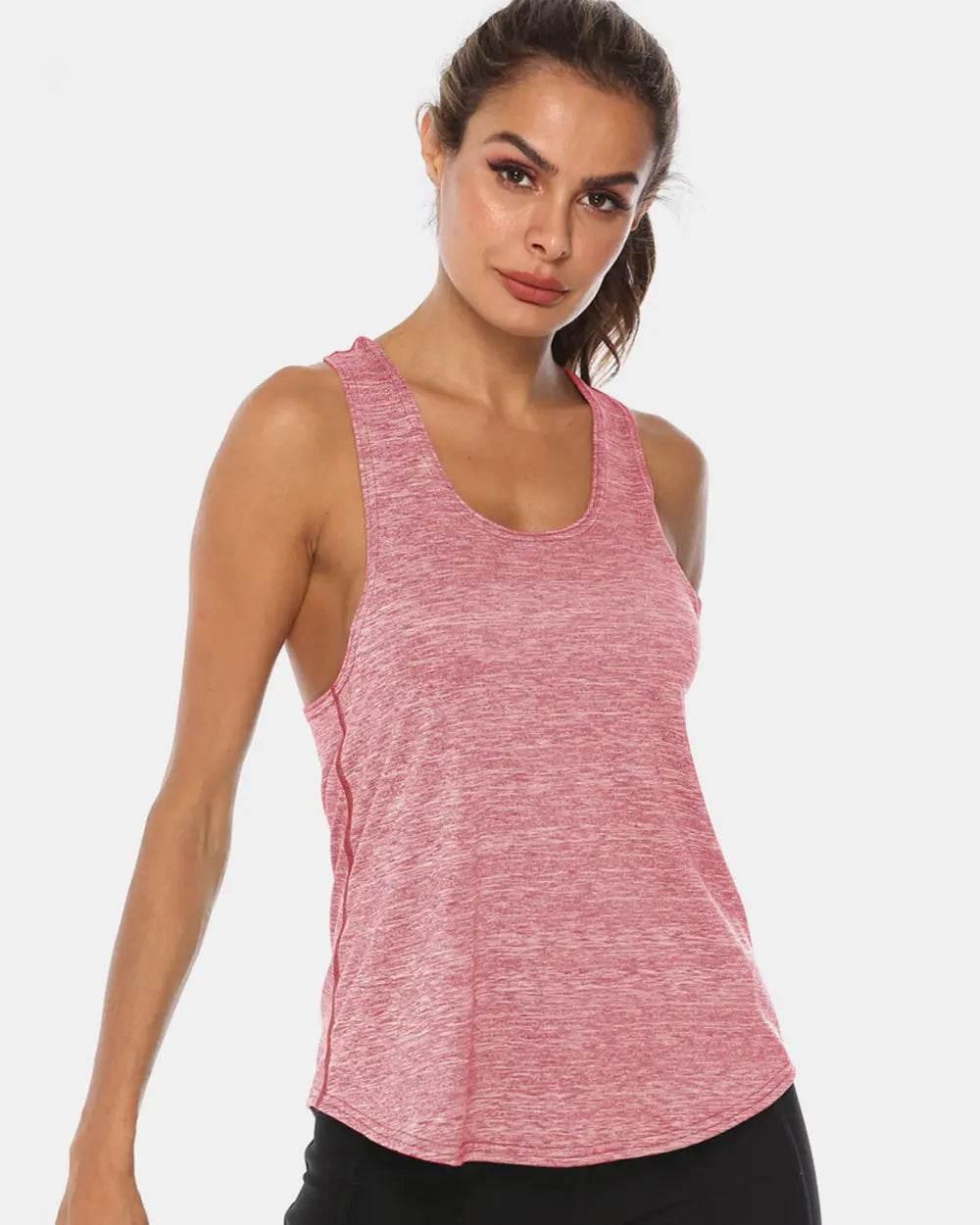 Full Size Scoop Neck Wide Strap Active Tank - Velveta Studio