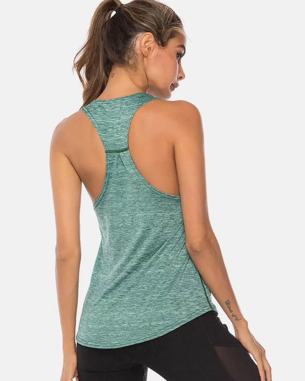 Full Size Scoop Neck Wide Strap Active Tank - Velveta Studio